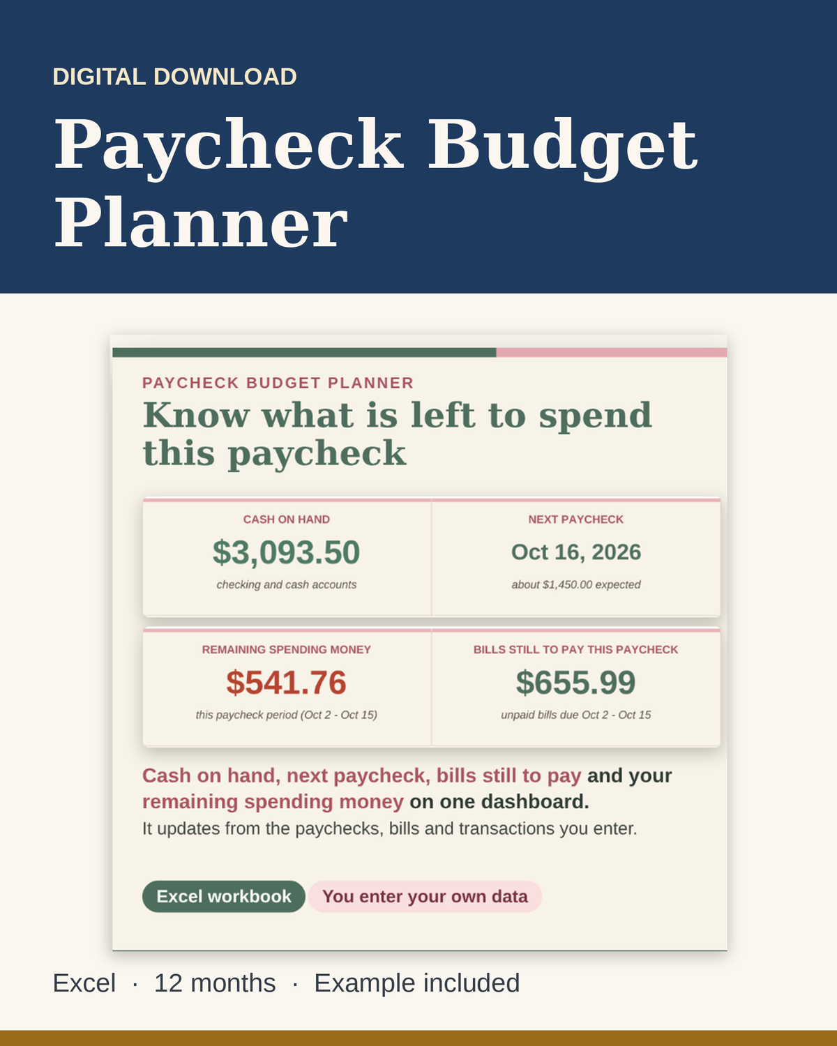 Paycheck Budget Planner for Excel